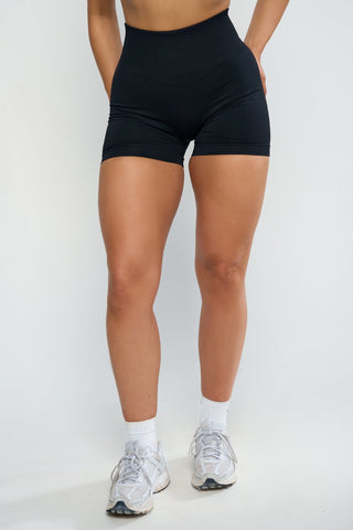 Scrunch shorts with curve-enhancing design and ribbed waistband