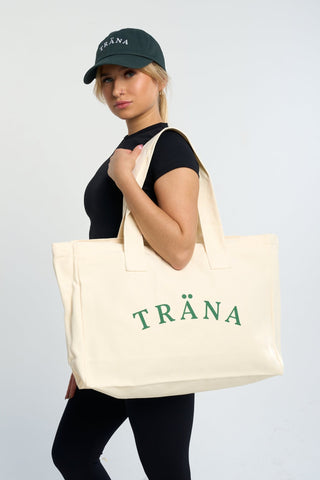 Trana cream canvas tote bag with minimalist design, ideal for gym or everyday use.